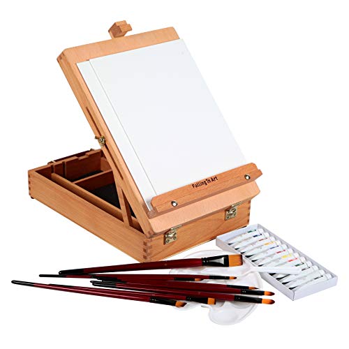 Falling in Art Wooden Tabletop Easel, Solid Wood Sketchbox Desktop Eas –  WoodArtSupply