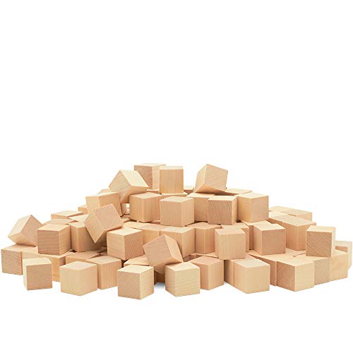 Hygloss Products Unfinished Wood Blocks - Blank Wooden Building Block Cubes Assorted Sizes, 48 Pack