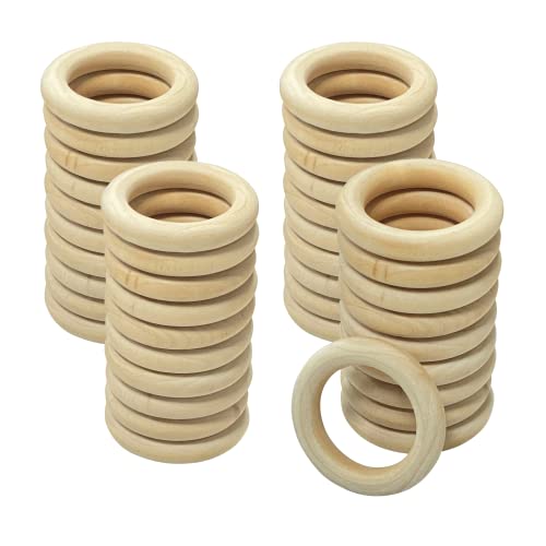 20 Pack Unfinished Natural Wood Rings for Crafts, Macrame Projects, Jewelry  Making, DIY Pendant Connectors (2.1 In)