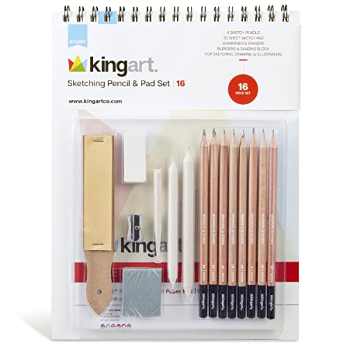 KINGART® Sketching & Drawing Set, 24 Piece Sketchbook & Pencil Set