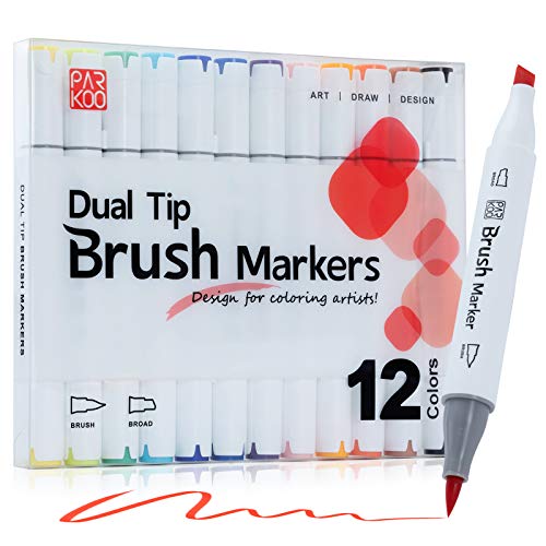 ParKoo 24 Colors Flexible Real Nylon Brush Tip Pens for Watercolor  Painting, 1 Blending Brush