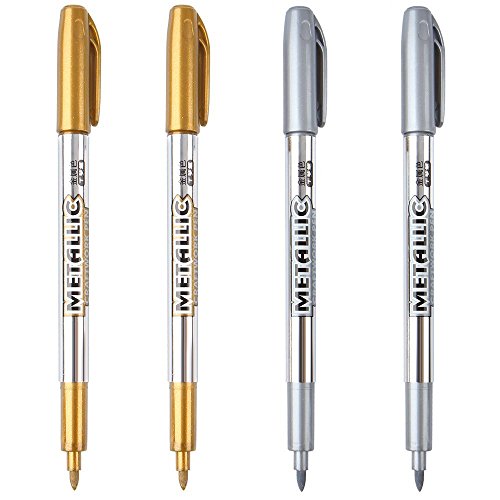 LOONENG Gold and Silver Metallic Markers, Fine Point Gold and