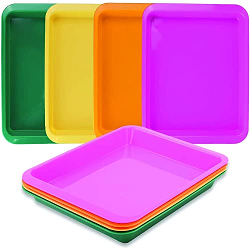  Set Of 8 Kids Activity Plastic Trays - Toddler Arts And  Crafts Sensory Tray - Rainbow Classroom Colors - Great For Lego - Sand -  Crafts - Orbeez Water Beads - Painting - Montessori Tray - Art Tray