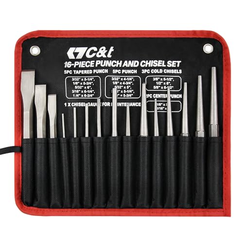 C&T 8 Pieces Premium Wood Chisel Set with Wooden Case,6 Pieces Wood Chisel  with 2 Sharpening Stone,Woodworking Carving Chisel Kit,Chrome Vanadium