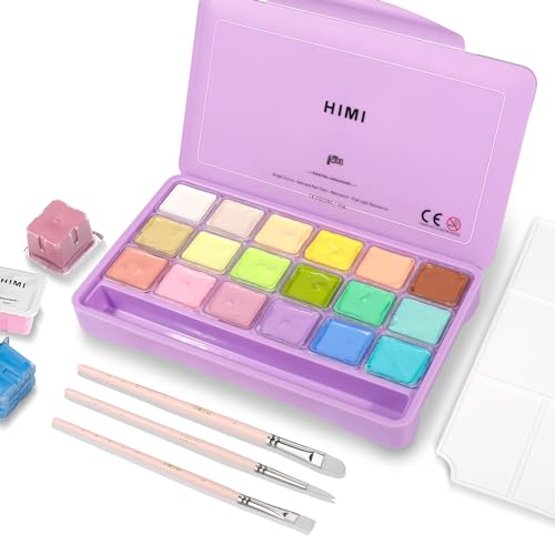 HIMI Gouache Paint Set, 56 Colors x 30ml/1oz, Contains Metallic and  Fluorescent Colors, Jelly Cup Design, Non-Toxic, Guache Paint for Canvas  and