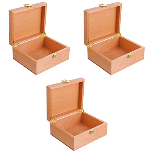 Creative Deco Large Wooden Storage Box with Hinged Lid, 11.8 x 7.87 x 5.51  inches (+-0.5), Plain Unpainted Gift Box for Shoes Crafts Clothes Jewelry