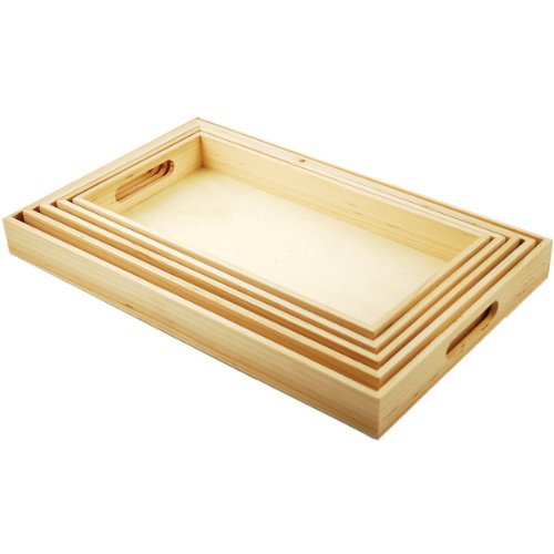 Lightweight Wooden Trays with Handles for DIY Crafts, Decorating