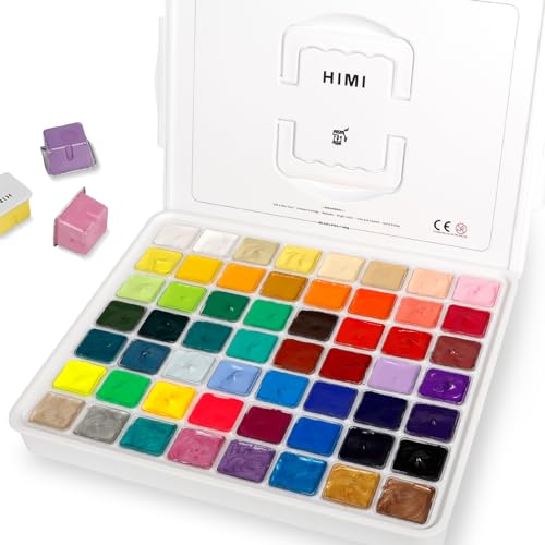 HIMI Gouache Paint, Set of 24 Colors×30ml with Paint Brushes