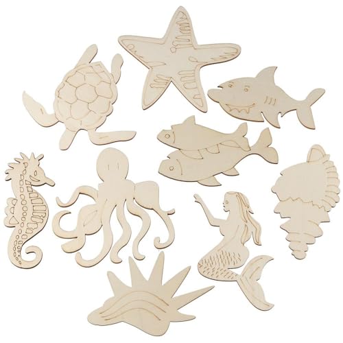 30 Piece Unfinished Wood Cutouts to Paint Ocean Animals Wooden Crafts  Animal Wood Pieces for Kid Home Decor Ornament DIY Craft Art Project,  Octopus