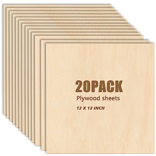 xTool Selected Basswood Plywood 18 PCS, 1/8 Thin Wood Sheets 12 x 12 A/B  Grade Basswood Wood for Crafts, Laser Cutting & Engraving, Painting