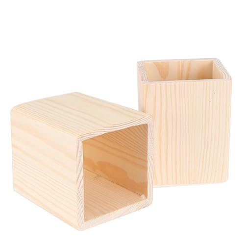 Genie Crafts 3-Pack Unfinished Wood Pencil Holder Cups for Office Supplies,  Wooden Pen Organizer for Desk Organization, Classroom, Home, 3x3.5 in