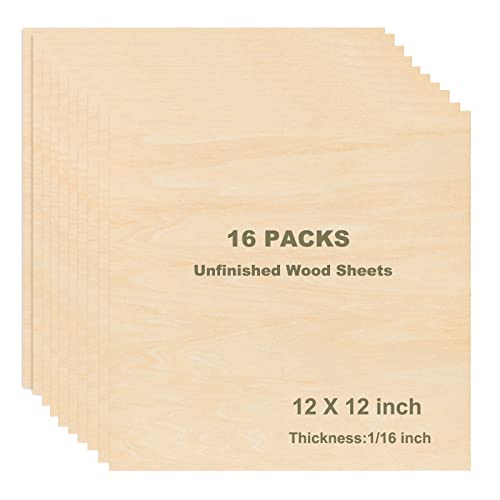 MUKCHAP 80 Pcs Craft Wood Sheet, 1/16 x 4 x 8 inch Thin Wood Sheets, Unfinished Plywood Wood Sheets for DIY Models, Ornaments