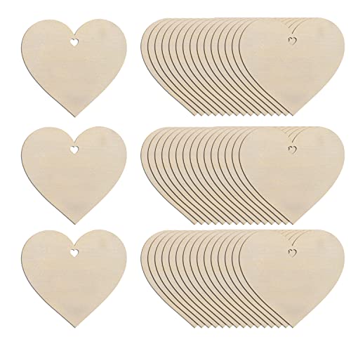  20Pcs 5 Wooden Hearts for Crafts, Wood Predrilled