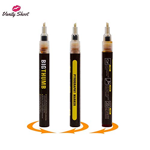 Tareio Wood Burning Pen Marker Chemical Wood Scorch Pen Heat Sensitive Marker for Wood and Crafts for Easy Use New Formula(1 Bullet nib& 1 Oblique