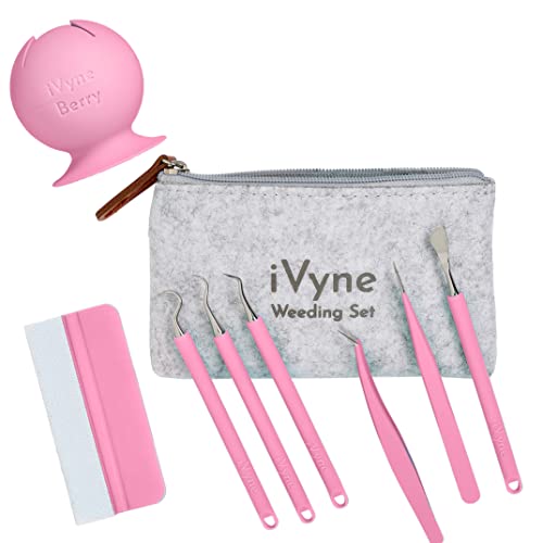 iVyne Berry and Silicone Weeding Tools for Vinyl, Suction Vinyl Weeding  Scrap Collector Holder, Craft Tweezer, Weeder, Vinyl Weeding Tool Kit for