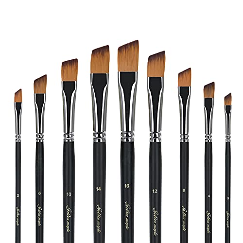 Golden Maple 11pcs Professional Bristle Oil Paint Brush Set Flat