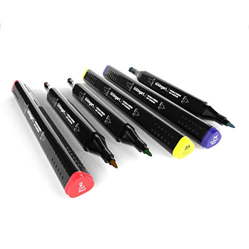 Kingart, Bright Color Palette, Chisel & Fine Tip, Alcohol-Based Ink, Storage Case Double-Ended Sketch Markers, Assorted 24 Pi