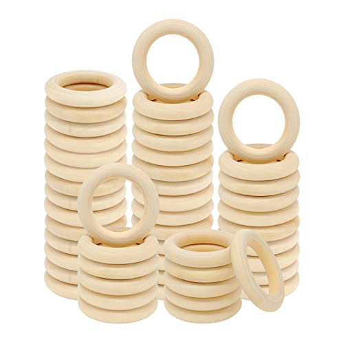 40 PCS Wooden Rings for Crafts, 55mm,30mm Unfinished Smooth Wood