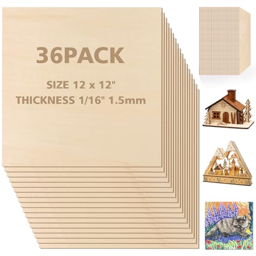 Basswood Plywood Sheets 6 Pack 3mm 1/8x 12x12 inch Unfinished Square W –  WoodArtSupply