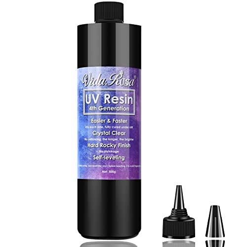 VIDA ROSA 200g UV Resin Kit with Upgraded UV Light 24W,Silicone Stir Rod,  Measuring Cup and Silicone Pad-Ultraviolet Epoxy Resin Hard,UV Resin  Starter