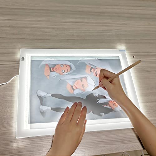 Rechargeable A4 LED Light Pad with Padded Case YINGWOND Tracing Light Box W/Riser Stands and Paper Clip 6 Levels of Brightness Type-C Cable Wireless D