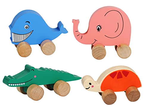  let's make Organic Baby Push Car Wooden Toys 2pc Wood Car and  Fine Movement Development and Infant Grasping Montessori Toys : Toys & Games