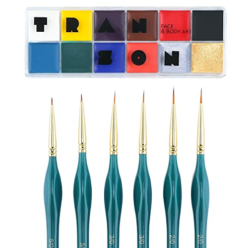 Transon Detail Thin Paint Brush Set 6Pcs for Model Minature Craft and Art  Painting Green