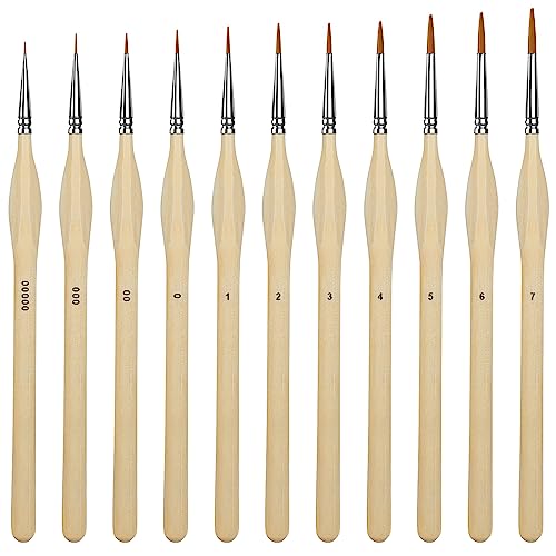 Zenart Miniature Paint Brushes for Detailing - 12pc Set Holds Shape for Precise