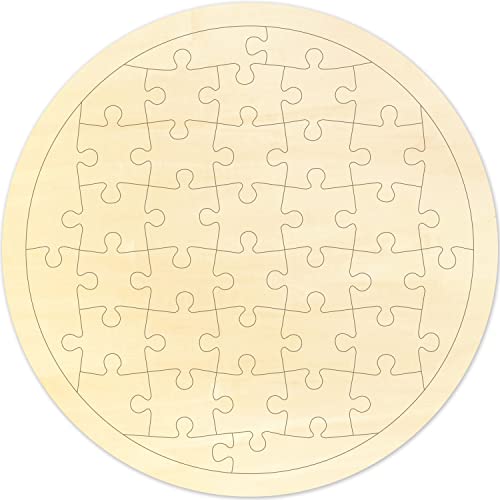 50 Piece Blank Wooden Puzzle Jumbo Size, Each Piece is 4x3.2 Inches to Draw  on, Unfinished Freeform Large Jigsaw Puzzle Pieces for Arts & Crafts