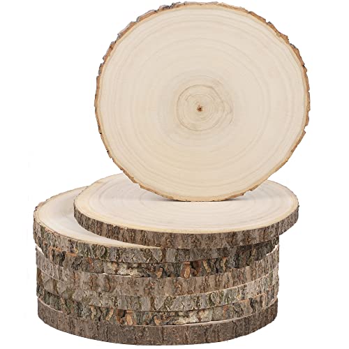  8 Pcs Large Unfinished Wood Slices, 11-12 Inches Wood Slabs  For Centerpieces Natural Wooden Circle, DIY Wood Centerpieces For Tables  Wedding Party Door Sign Decor