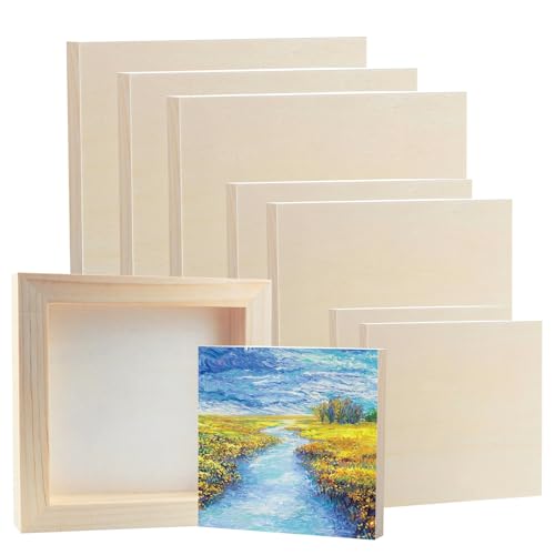 9 Pack 3 Sizes Wood Canvas Board, Unfinished Wood Cradled Painting Pan –  WoodArtSupply