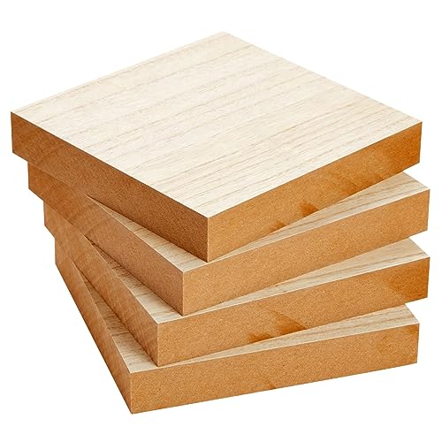 Round Corner Wood Squares, Unfinished Wood for Crafts (1x1 In, 200