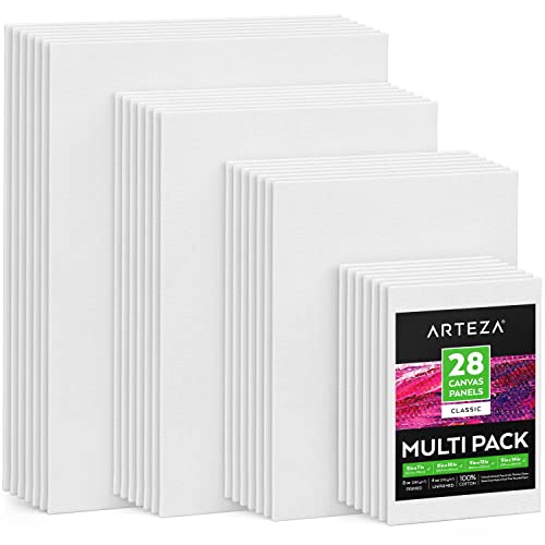  Arteza Mini Canvases with Easels, Pack of 14, 4 x 4