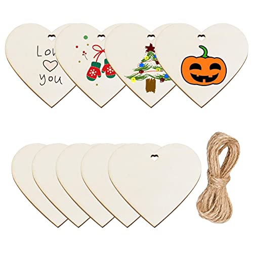  100Pcs 1 Wooden Hearts for Crafts, Small Wood Hearts