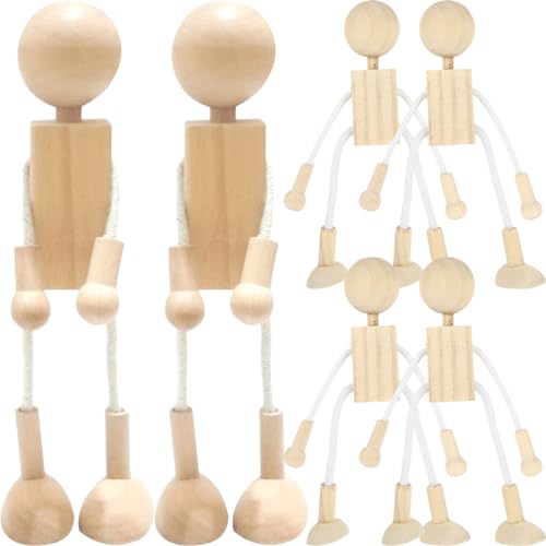 KOHAND 150 Pack Unfinished Wooden Peg Dolls, Natural Wooden Peg Doll Body,  Wooden Peg Doll People for DIY Crafts, Wedding,Home Party Decoration