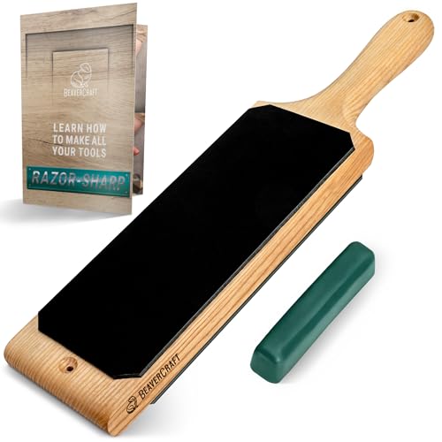 Hutsuls Brown Leather Strop with Compound - Stropping Kit, Green Honing  Compound & Vegetable Tanned Two Sided Leather Strop Knife Sharpener