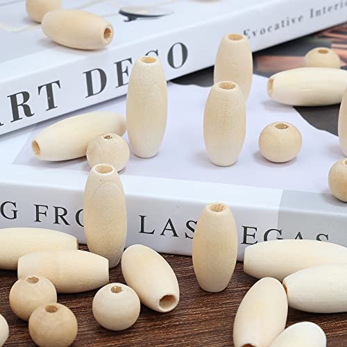  Wooden Beads for Crafts, 660 Pcs Natural Loose Wood