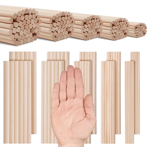 HOPELF 25pcs Dowel Rods Wood Sticks Wooden Dowel Rods - 1/4 x 12 inch Unfinished Bamboo Sticks - for Crafts and DIYers