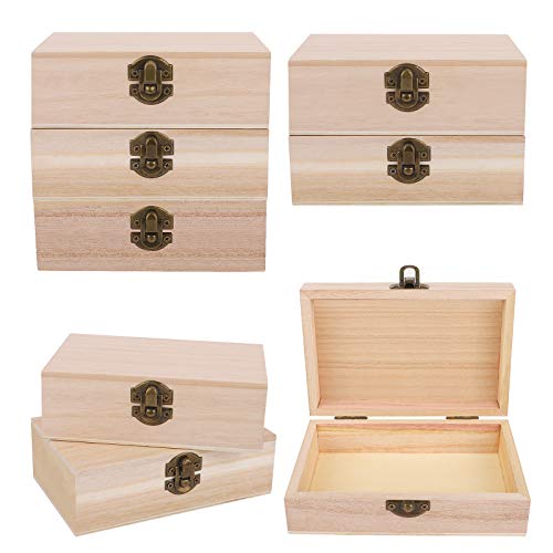 Useekoo 2Pcs Small Wood Box with Lid, 4.7'' x 4.7'' x 2'' Unfinished Wood  Gift Box with Glass Lid, Tiny Wooden Box for Gift and Home Decorations