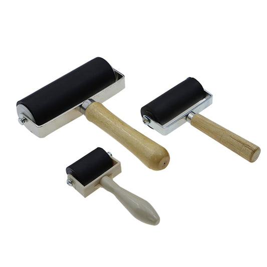 2Pcs Rubber Roller Brayer Rollers Hard Rubber 4 and 2.2 Inch for