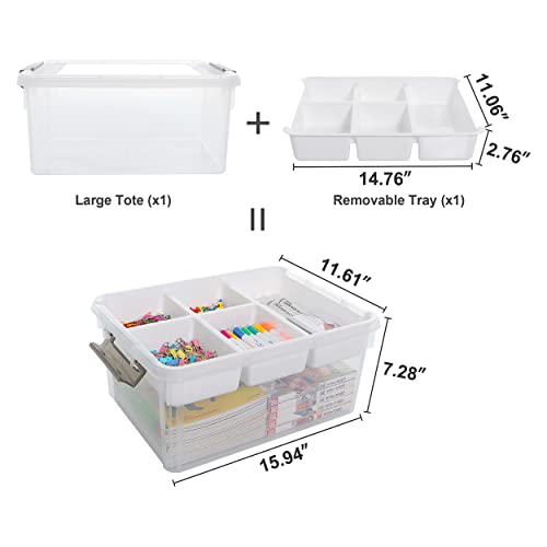 BTSKY Stack & Carry Box, Clear Plastic Storage Container Stackable Home  Utility Box with Removable Tray Multi-Purpose Storage Bin for Organizing  Stationery, Sewing, Art Craft Supplies (Black) : Arts, Crafts & Sewing 