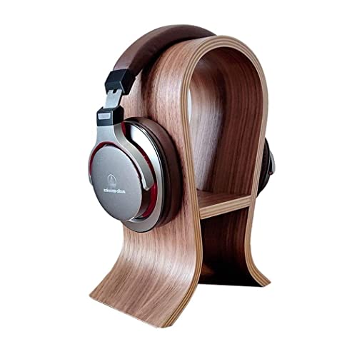 Wrightmart Wooden Headphone Stand, Universal Headset Holder, Desktop Earphone Hanger with Cell Phone Slot and Large Catch All Base, Made of Acacia