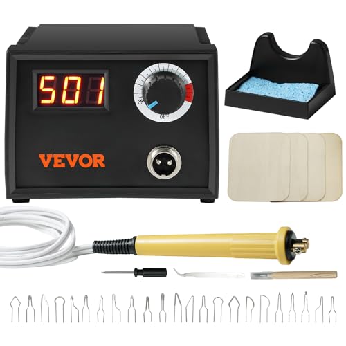 VEVOR Wood Burning Kit, 250~700°C Adjustable Temperature with Display, Dual  Output Port with 2 Pyrography Pens, 23 Wire Nibs, 5 Solid-Point Tips, 2