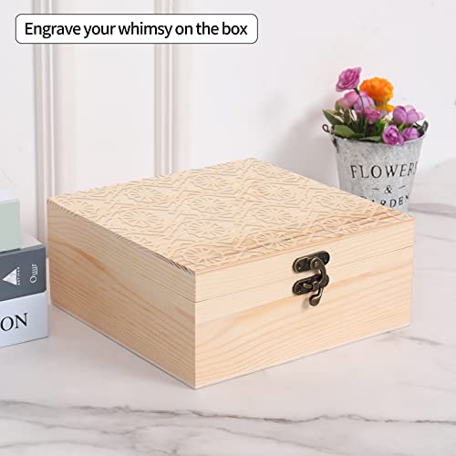 ZKHOB 2 Pack Unfinished Wooden Box with Lid Small Wood Boxes(12 x 9x 3.1  inch) Natural Pine Wooden Box for Crafts,Wooden Gift Boxes,Memory keepsake