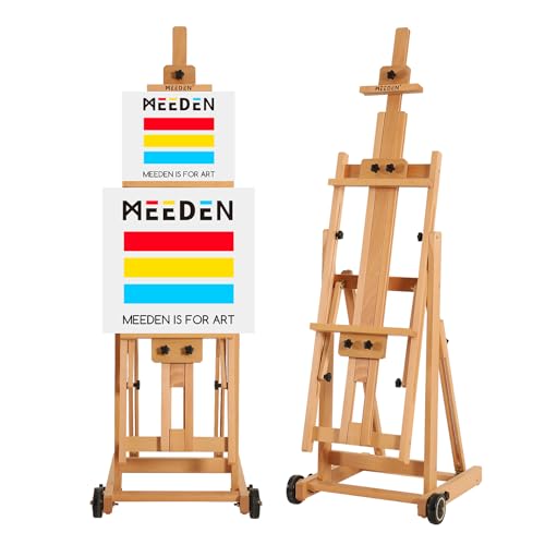 MEEDEN Art Painting Easel - Solid Beechwood H-Frame Studio Easel Stand,  Artist Adjustable Floor Easel for Painting Adults, Beginner & Artists,  Painter