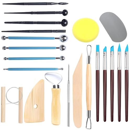 Mont Marte Pottery Tool Set Signature 23pc, Clay Sculpting Tool Kit, 23 Assorted Tools to Cut, Carve, Sculpt and Shape Air Dry, Polymer or Pottery, ID