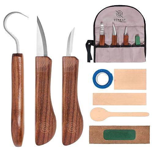 Schaaf Wood Carving Tools Set of 12 Chisels with Canvas Case, Wood Chisels  for Woodworking, Wood Working Tools and Accessories, Wood Carving Chisels, Razor Sharp CR-V 60 Steel Blades