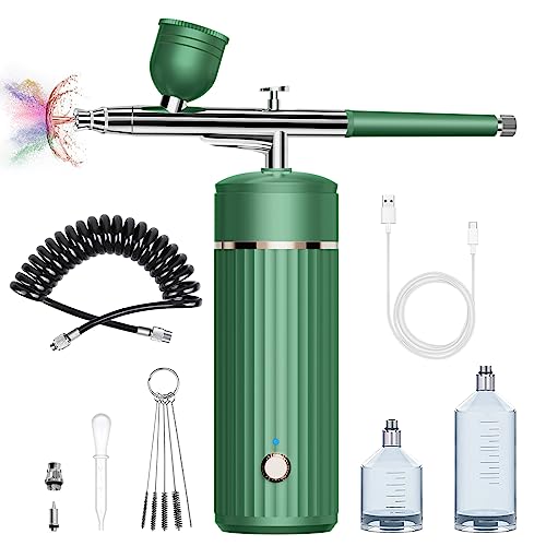 Bellavista Air Brush Kit with Air Compressor & Gloves - 27PSI High Pressure Airbrush Gun with Hose Wireless Air Brush for Model Painting, Makeup, Barb