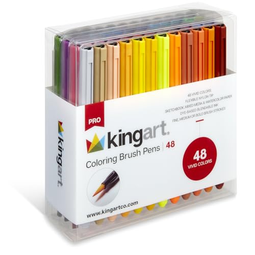 KINGART PRO Dual Twin-Tip Brush Pens, Set of 96 Unique & Vivid Colors,  Watercolor Markers with Flexible Nylon Brush Tips, Professional Watercolor  Pens