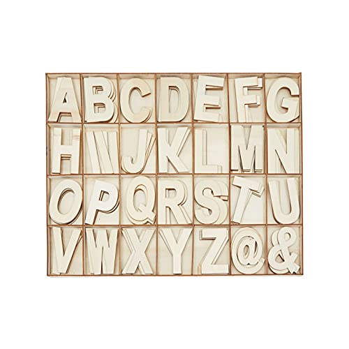 36 Pieces Unfinished Wooden Alphabet Letters for Crafts, 2 Extra Sets of Vowels AEIOU (6 Inches)